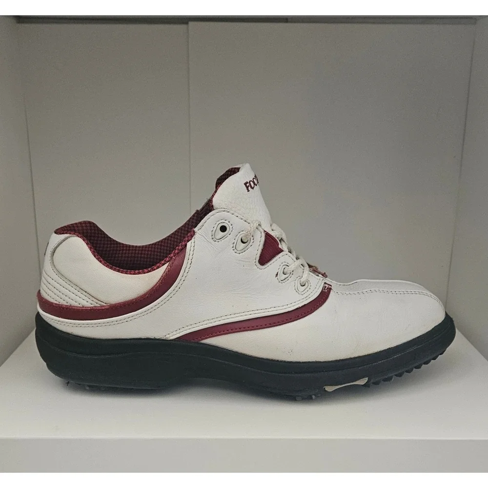 FootJoy Golf Shoes Womens 6.5 White Red Soft Cleats 98322 Sports